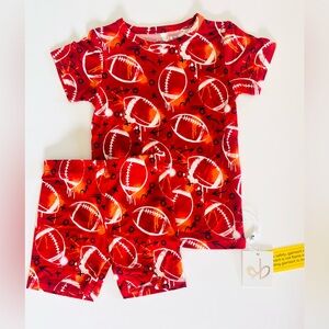 Red Football Print Kids Bamboo Pajama Set